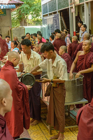 Meal-time at U-Bein Monastery